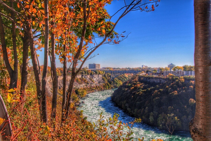 Niagara Falls with fall tree colors