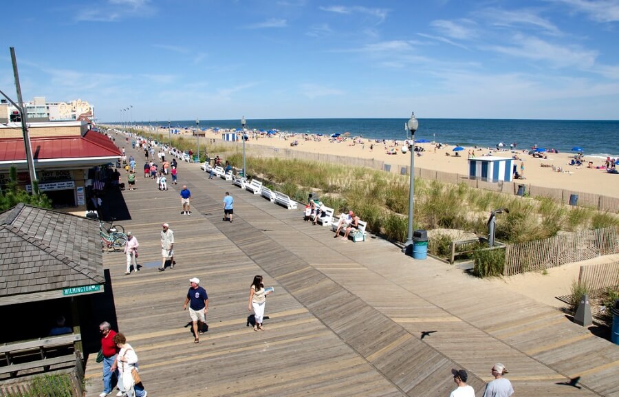 People walking around Rehoboth Beach in Delaware