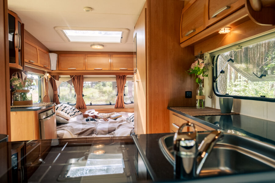 An RV dinette conversion to add a bar countertop