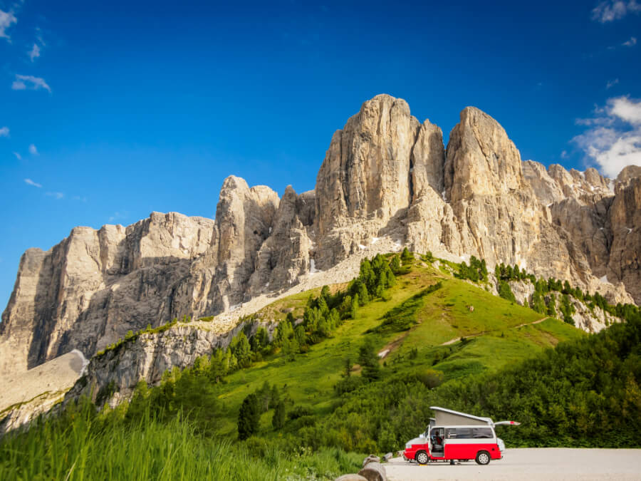 An RV in the mountains