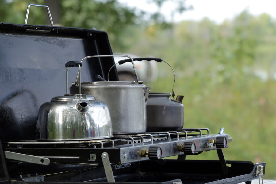 Stove with pots on it
