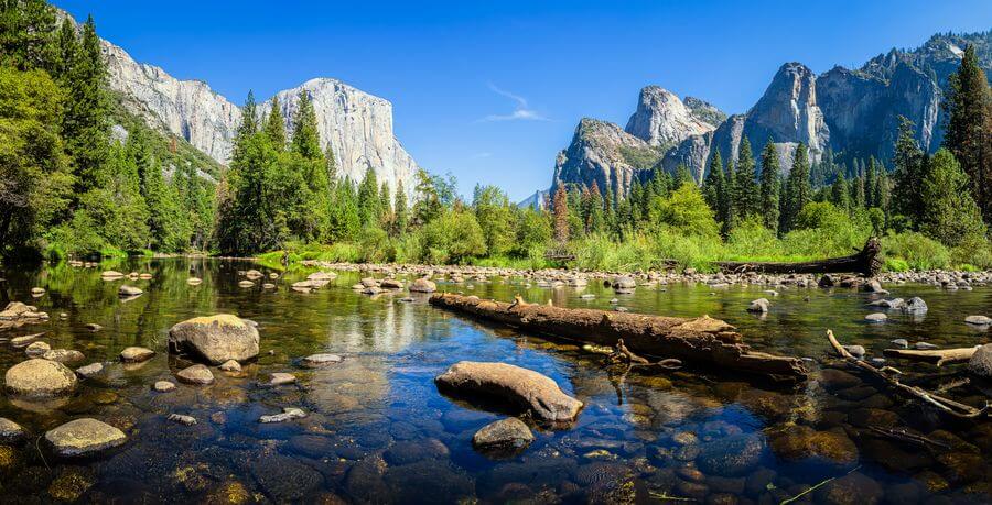 A panoramic view from Merced River