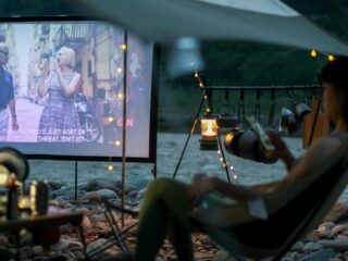 An example of an RV campsite setup idea full of decorations