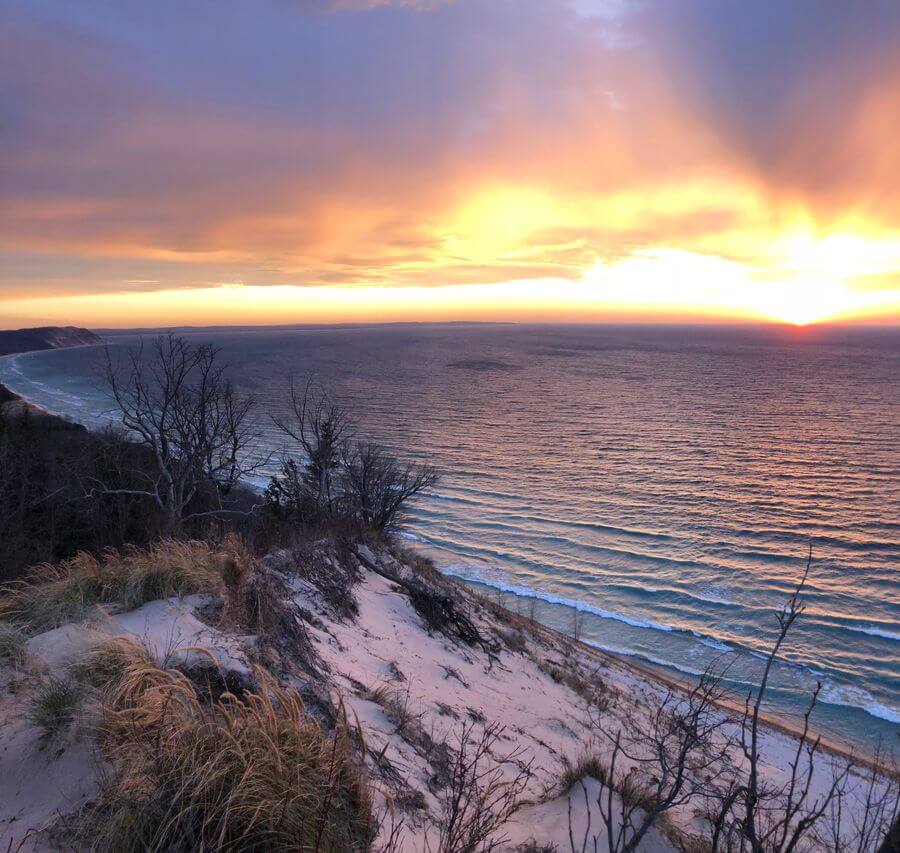 View from one of the best hiking trails in Sleeping Bear Dunes