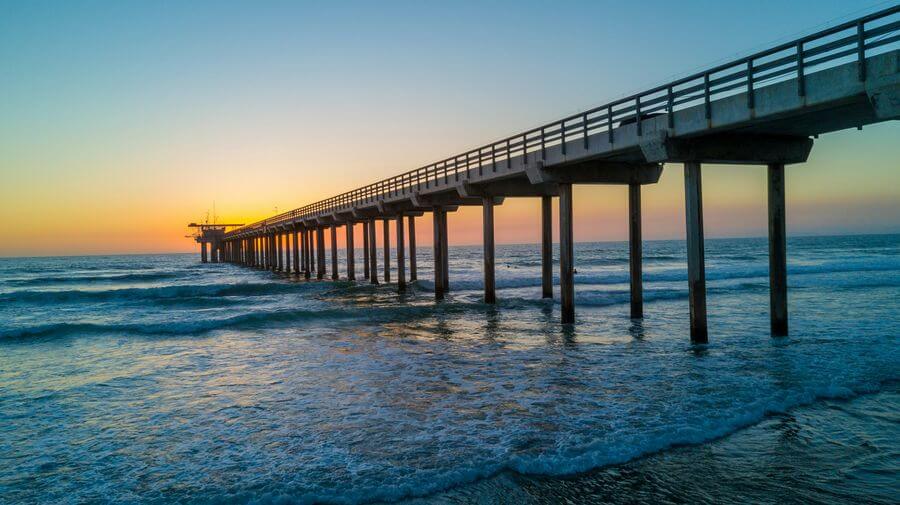 Sunset behind Scripps Pier in La Jolla