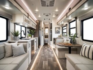 A beautiful RV interior that implemented multiple decorating ideas