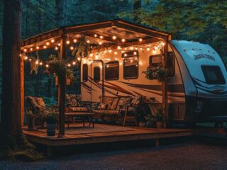 An example of an RV campsite decor setup idea