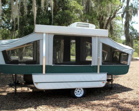 A pop-up camper that has been improved using a number of neat hacks