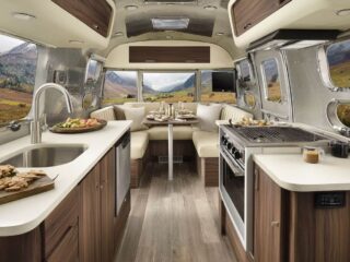 An RV that has successfully been decorated with cheap furniture