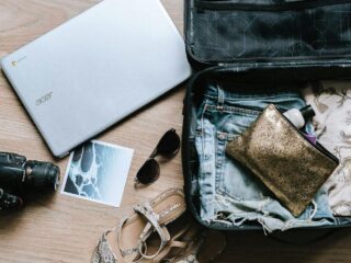 Travel essentials in a bag