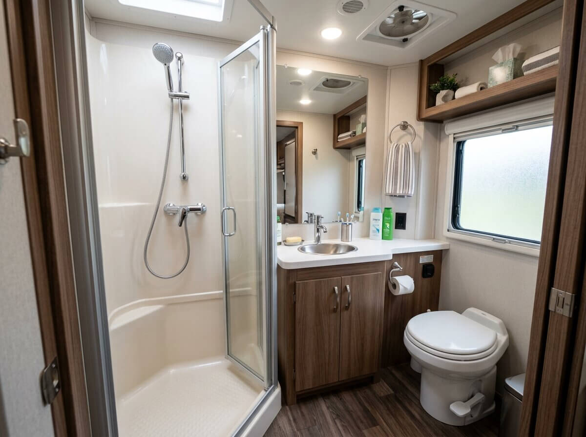 RV bathroom storage and organization ideas