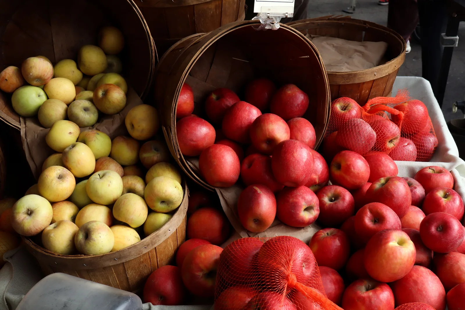 Baskets of fresh apples from Julian, California