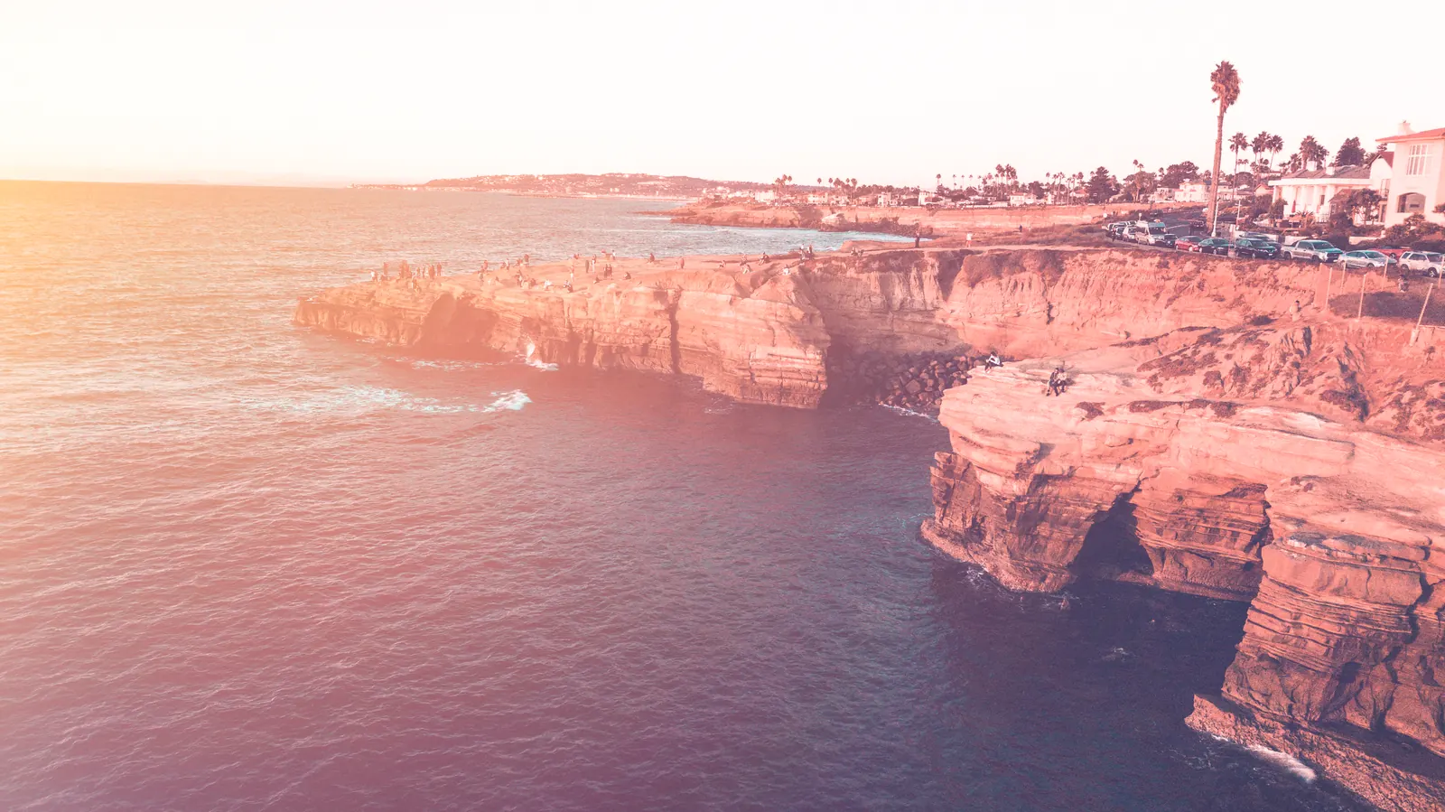 Golden light over Sunset Cliffs in San Diego