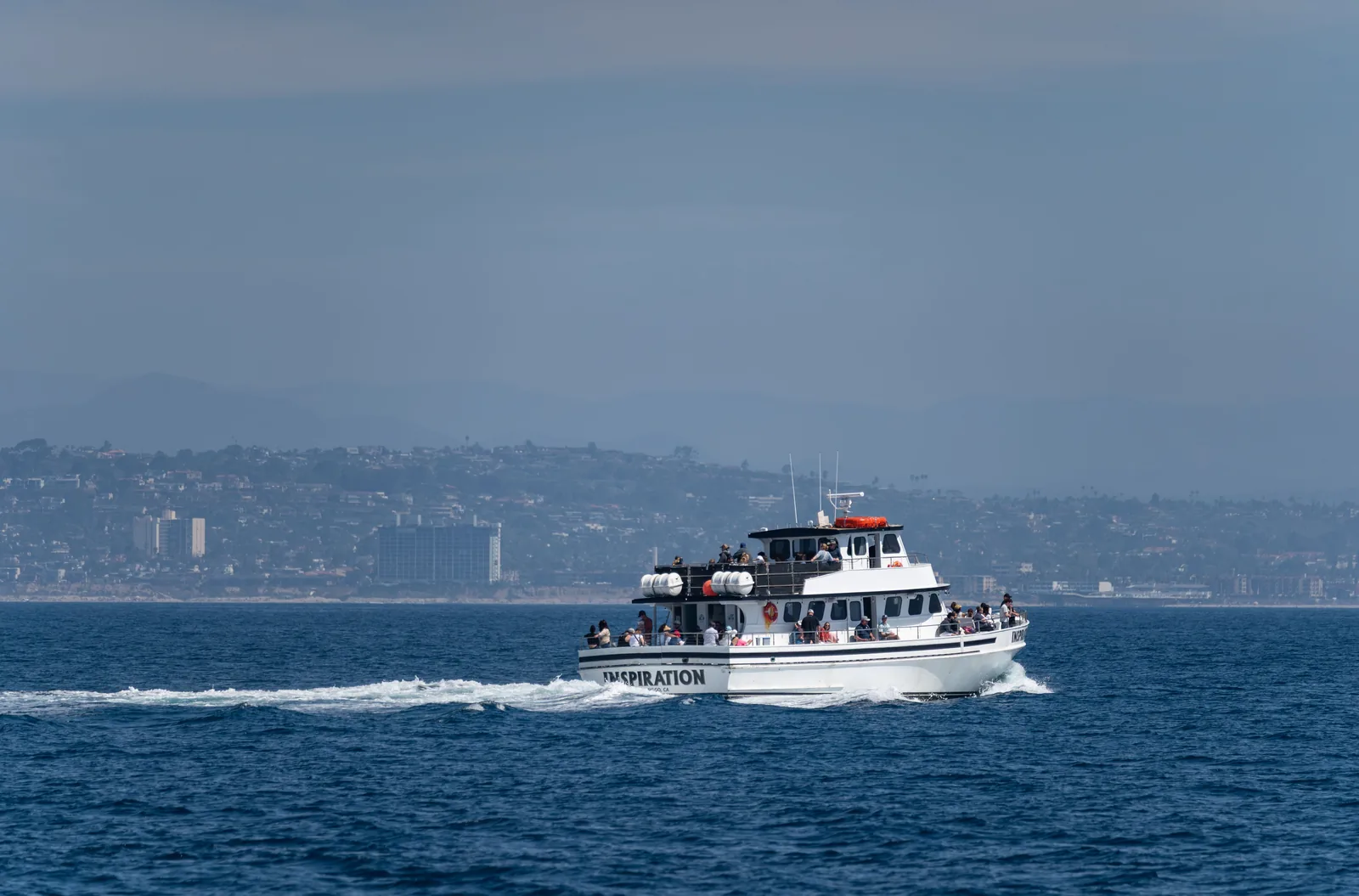 Whale watching boat on the water near San Diego