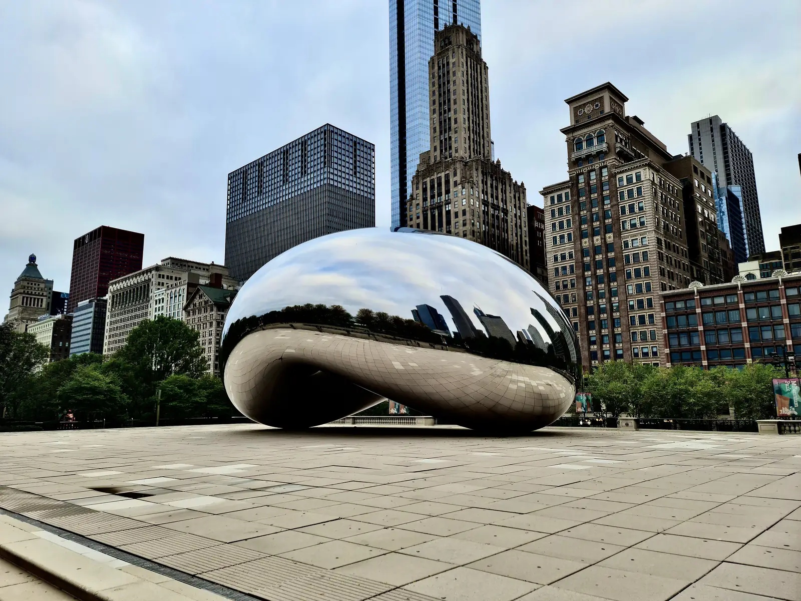 Cloud Gate, the Bean, reflecting the Chicago skyline in Millennium Park