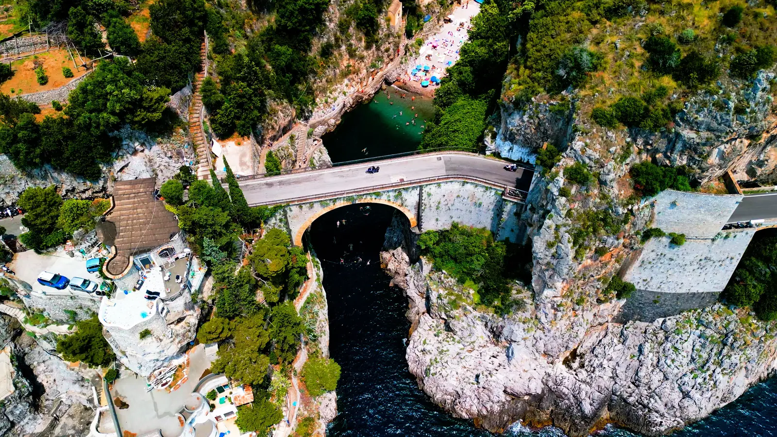 The Furore Fjord and its arched bridge on the Amalfi Coast