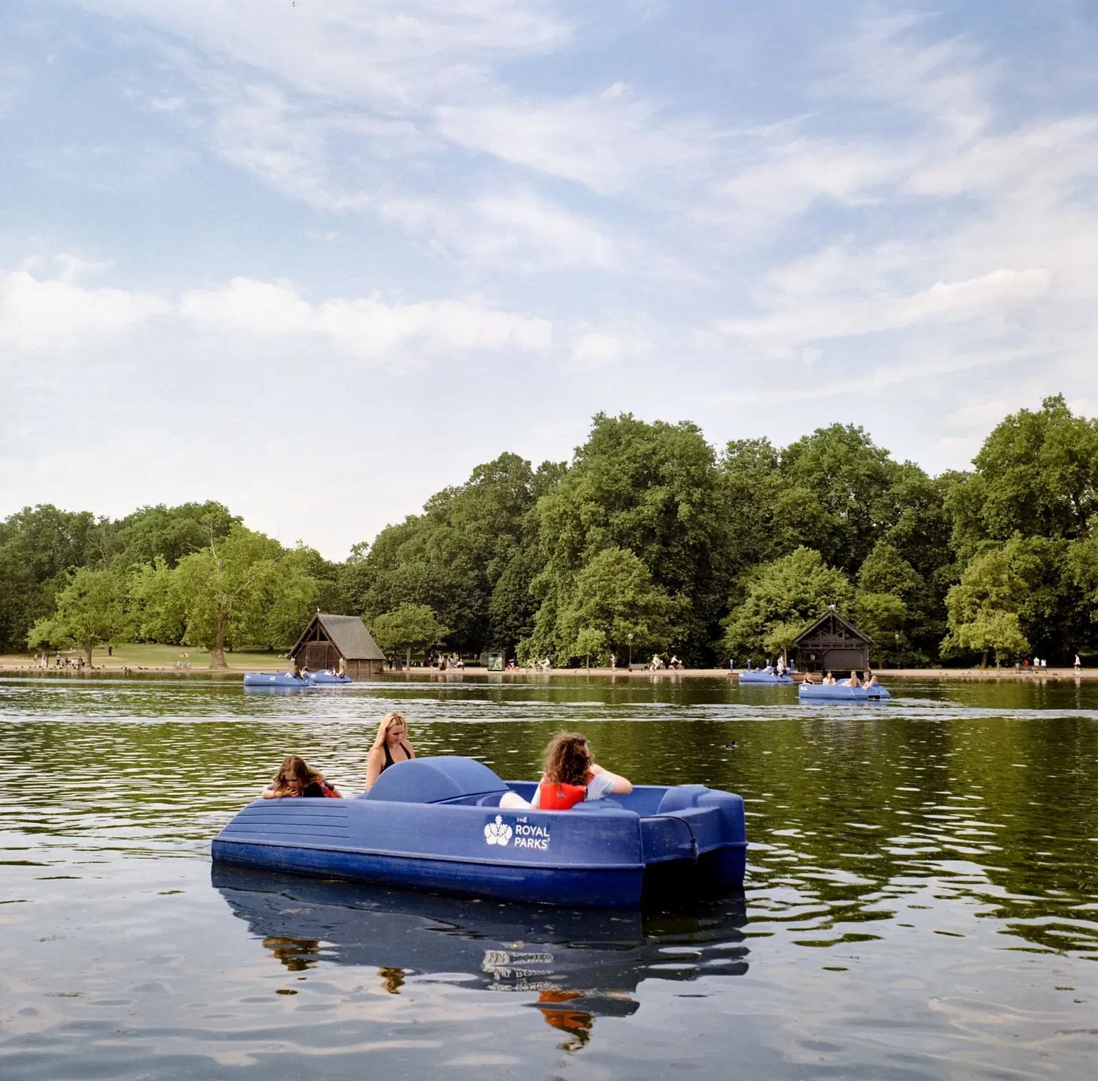 A pedal boat out on the Serpentine lake in Hyde Park