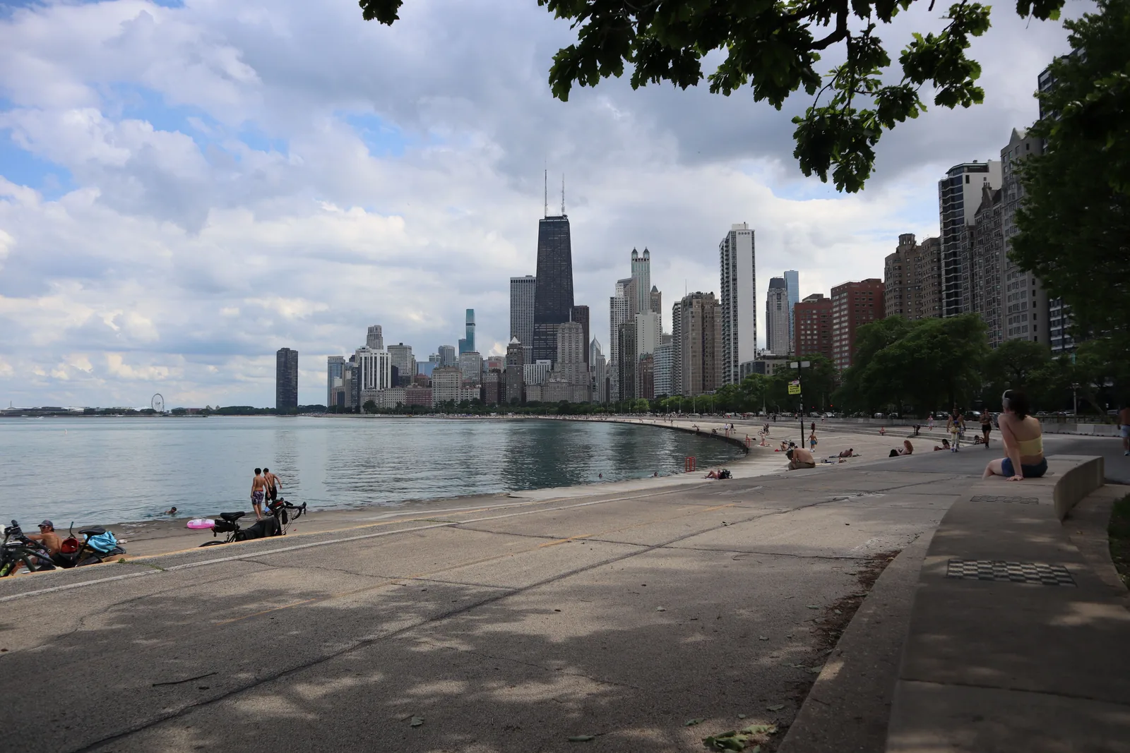 North Avenue Beach and the Chicago skyline along Lake Michigan in summer