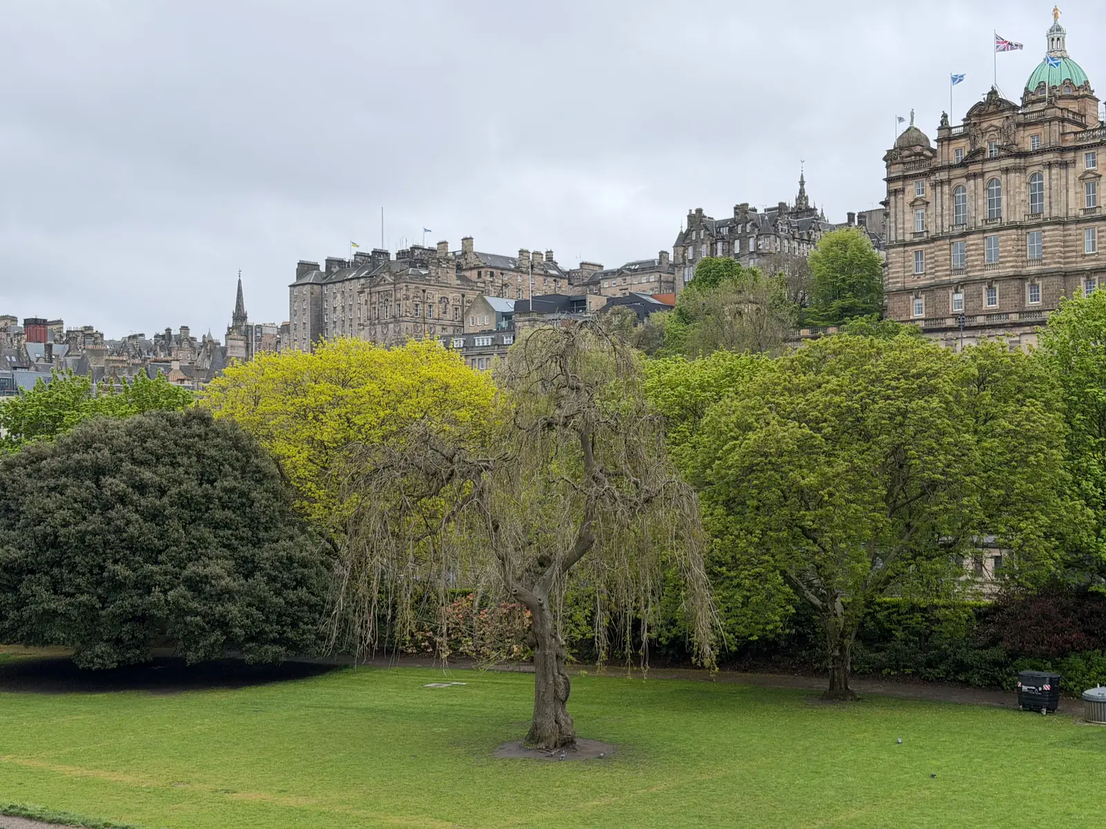 Princes Street Gardens below the Old Town skyline in Edinburgh