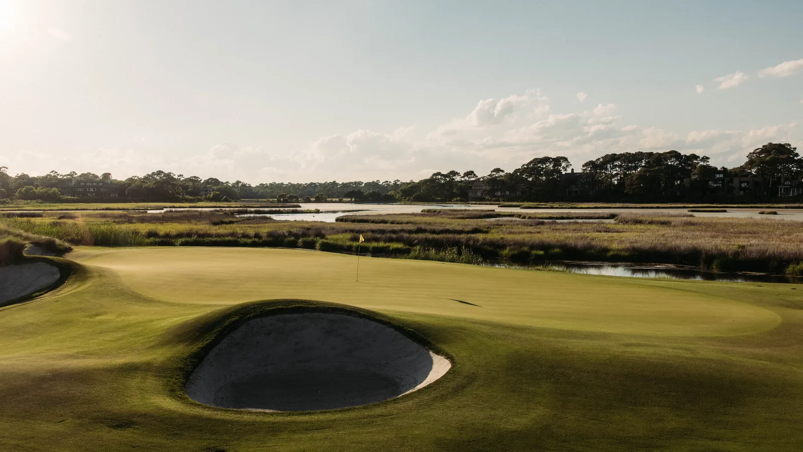 A golf green beside tidal marsh on the South Carolina coast