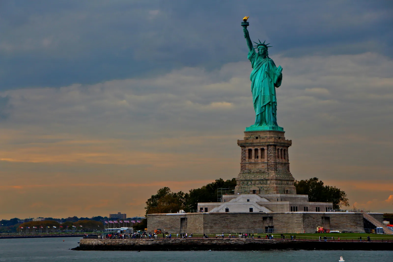 The Statue of Liberty on Liberty Island in New York Harbor