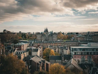 Edinburgh's rooftops and skyline under autumn light