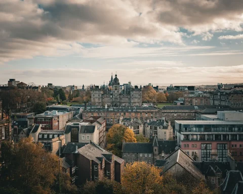 Edinburgh's rooftops and skyline under autumn light
