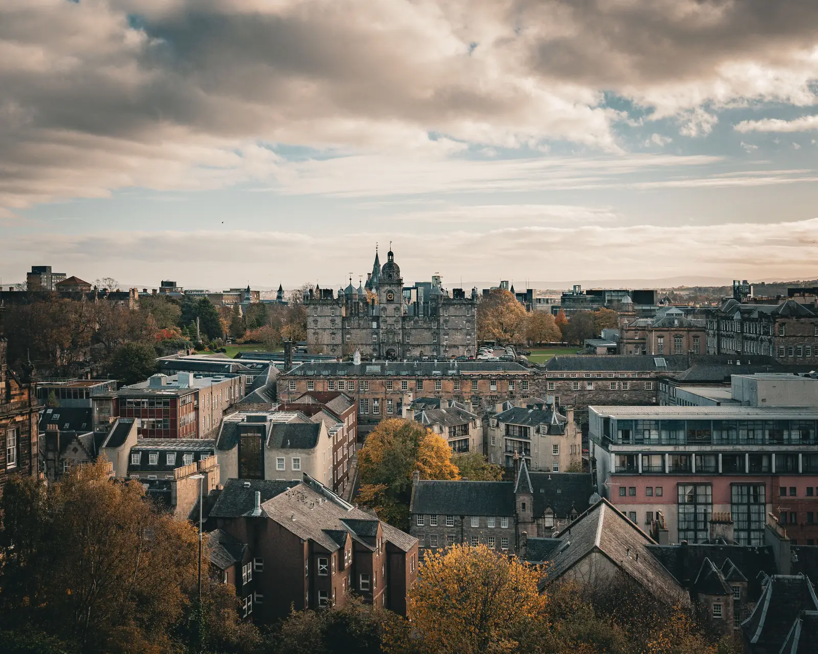 Edinburgh's rooftops and skyline under autumn light