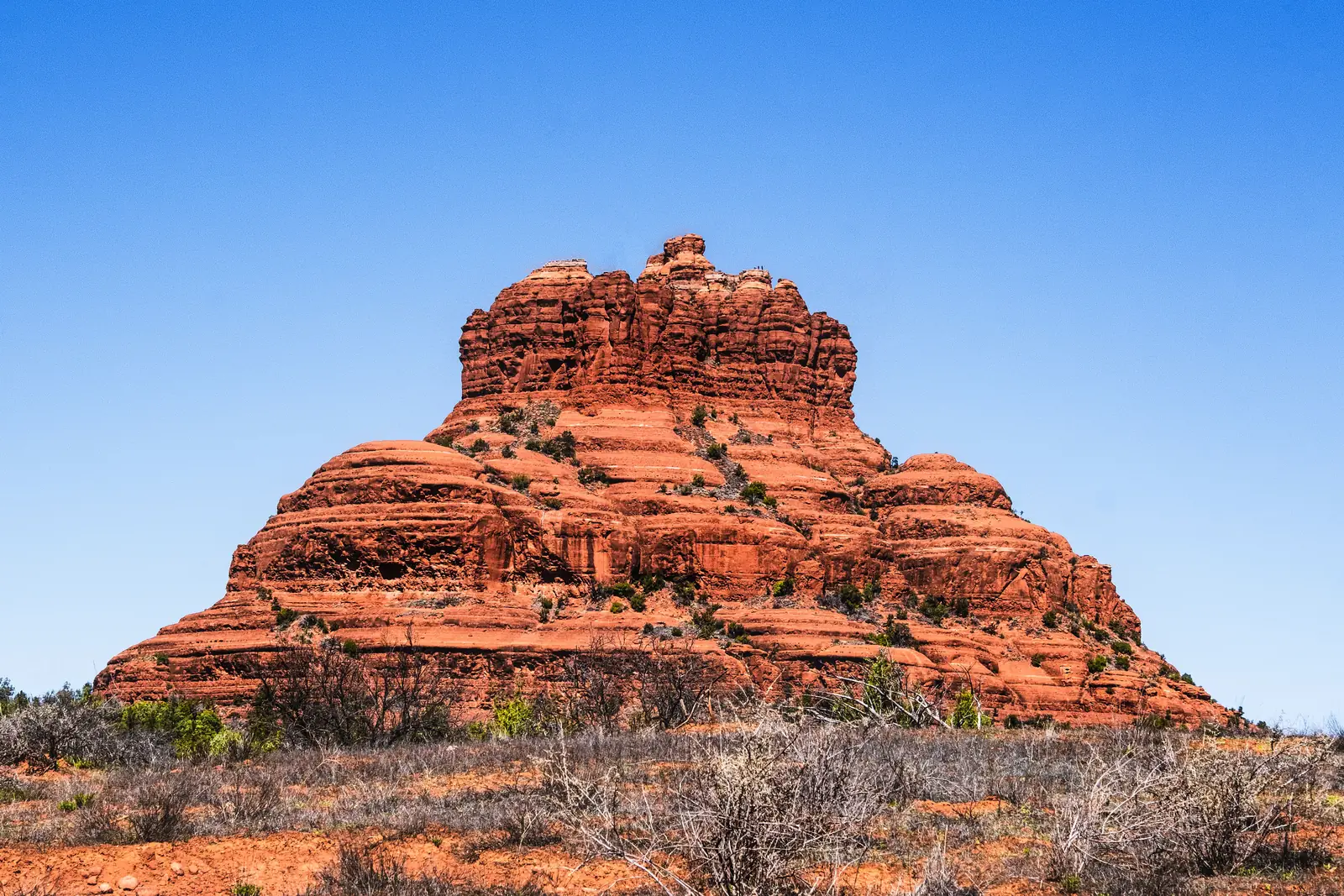 Bell Rock rising beside the highway in Sedona Arizona
