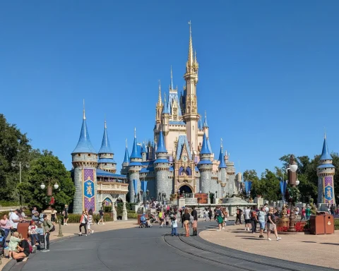 Cinderella Castle at Magic Kingdom in Walt Disney World on a sunny day