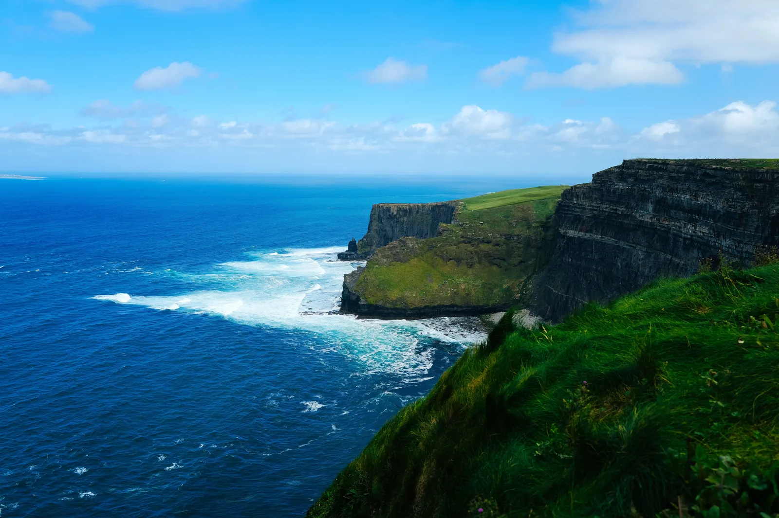 The Cliffs of Moher dropping into the Atlantic on Ireland's west coast