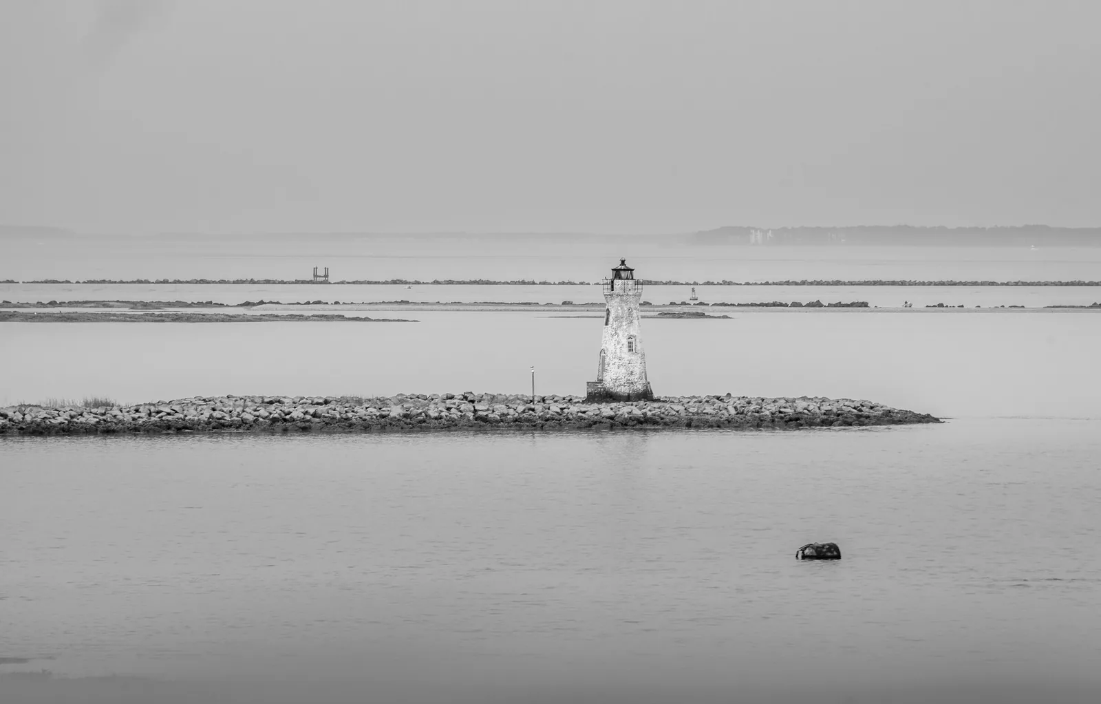 The Cockspur Island Lighthouse standing in the Savannah River