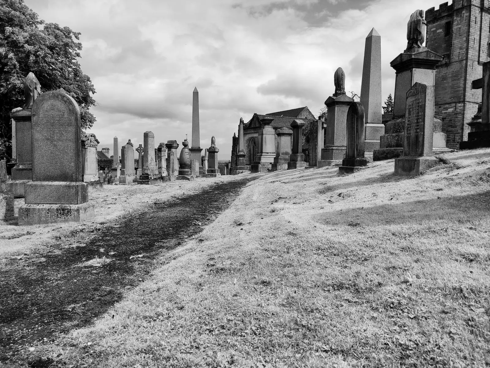 Headstones and monuments in a historic Edinburgh graveyard