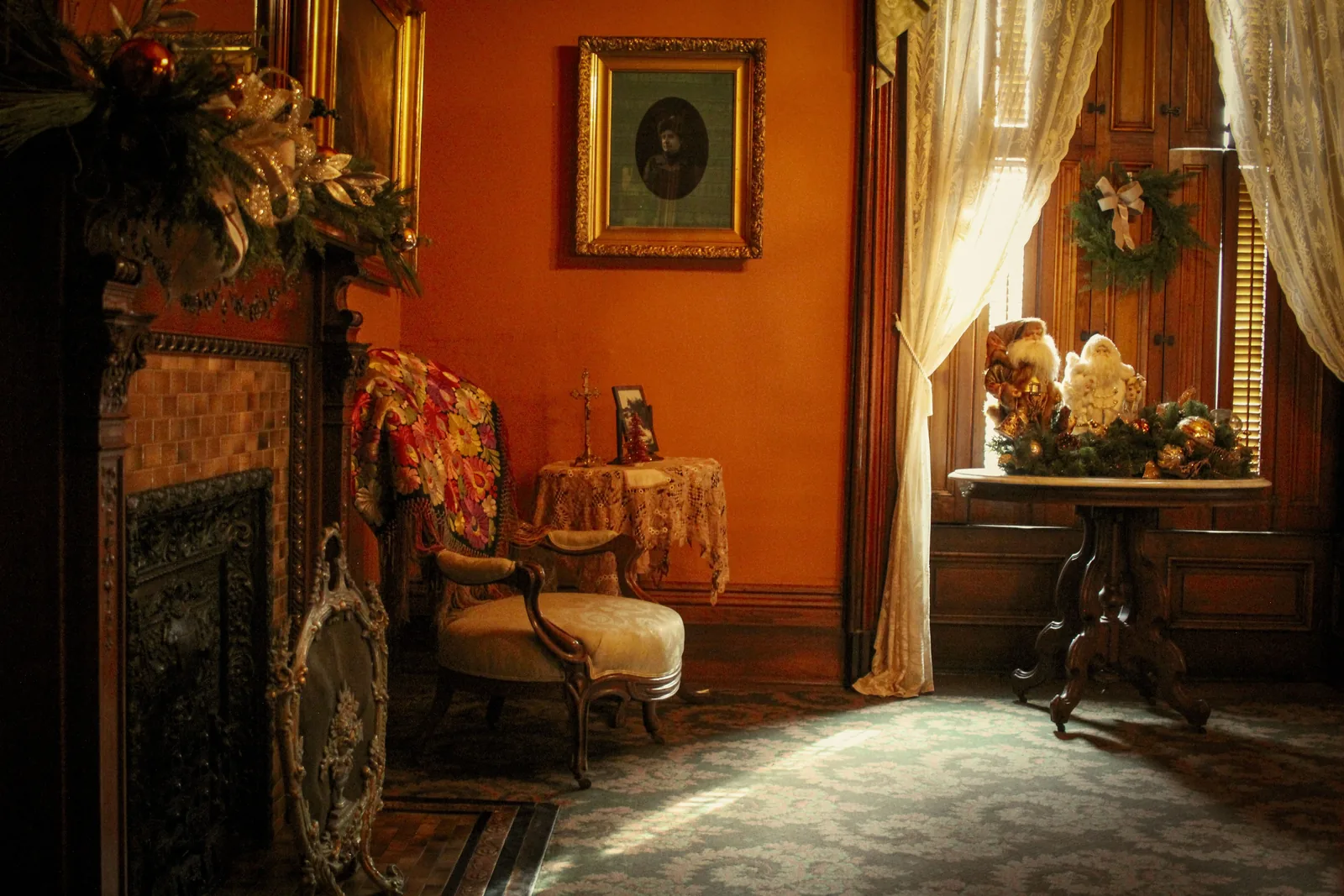 An ornate nineteenth century drawing room with period furniture