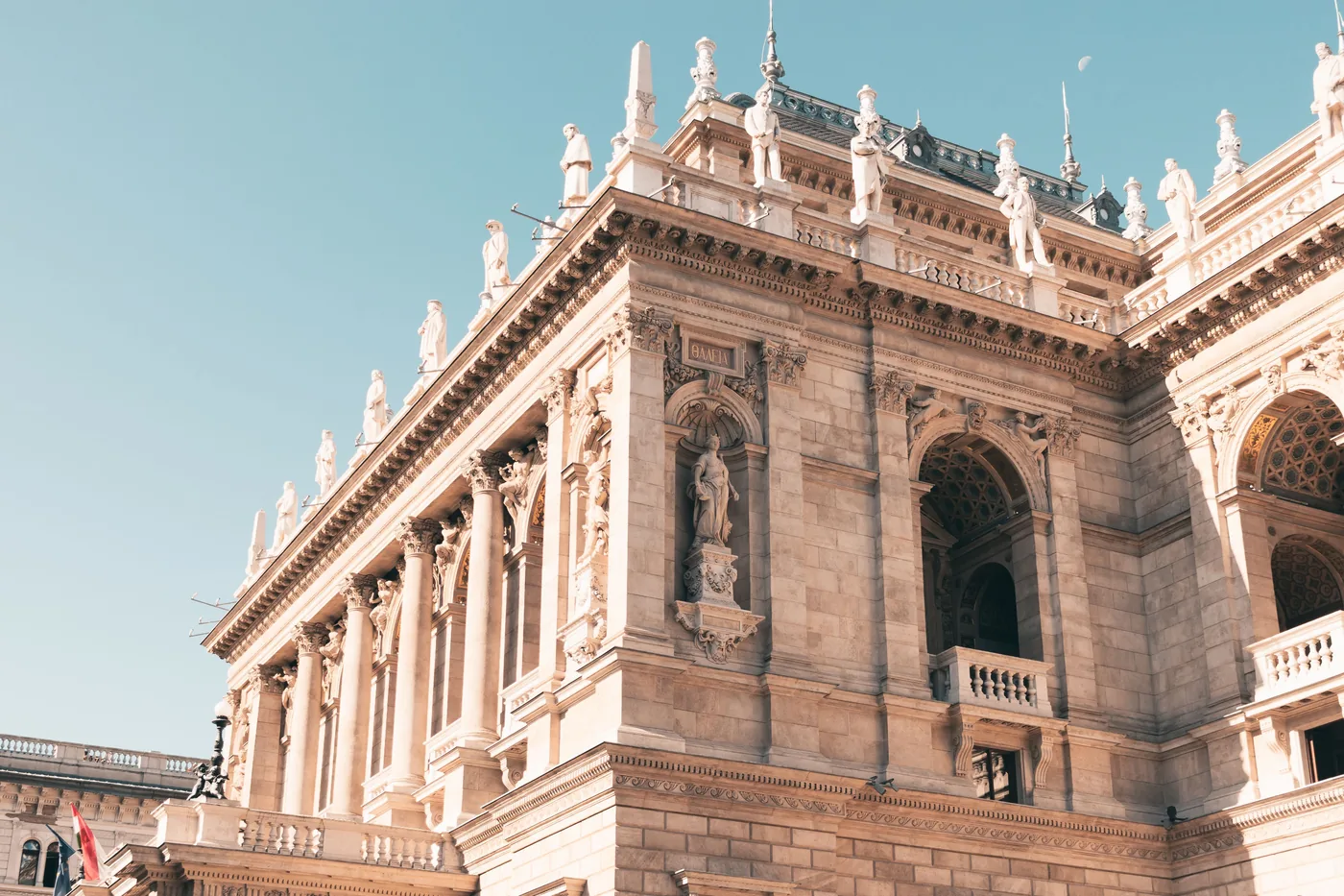 The facade of the Hungarian State Opera House in Budapest