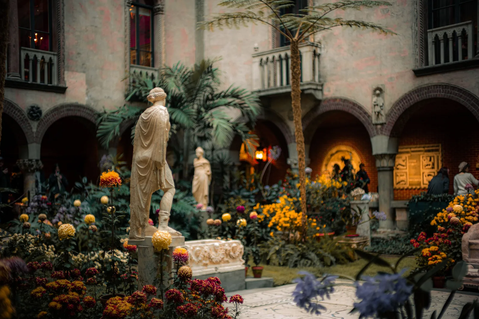 The flowering interior courtyard at the Isabella Stewart Gardner Museum in Boston