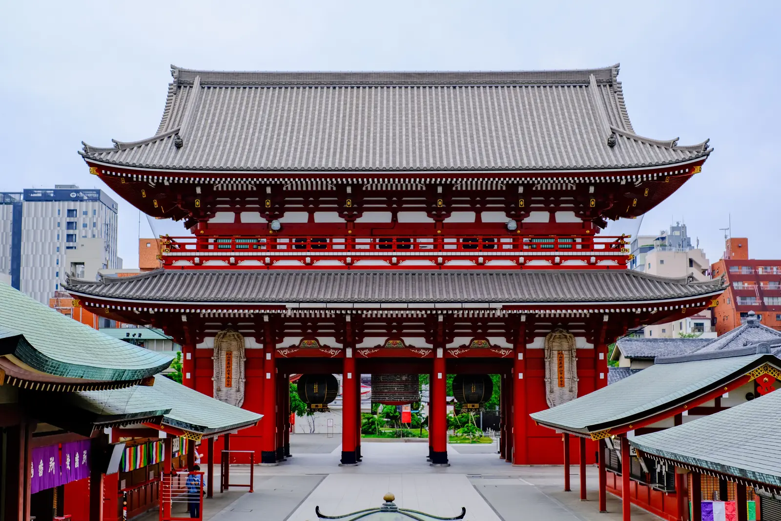 The red Hozomon gate at Senso-ji temple in Asakusa, Tokyo