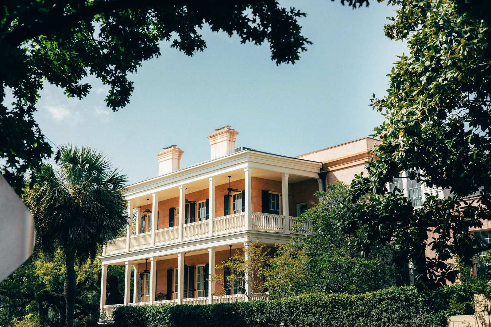 A historic mansion with double porches in Savannah's Historic District