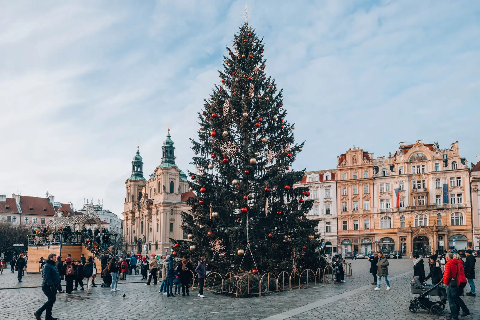The Christmas tree standing in Old Town Square in Prague