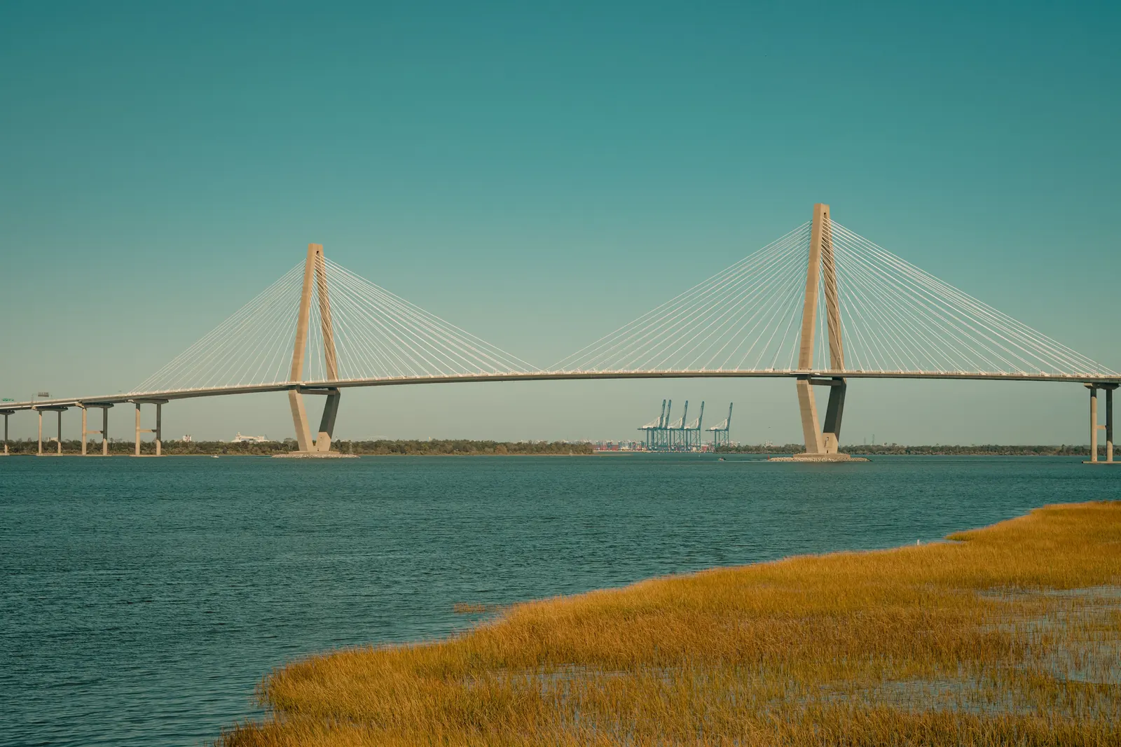 The Arthur Ravenel Jr. Bridge crossing the Cooper River in Charleston South Carolina