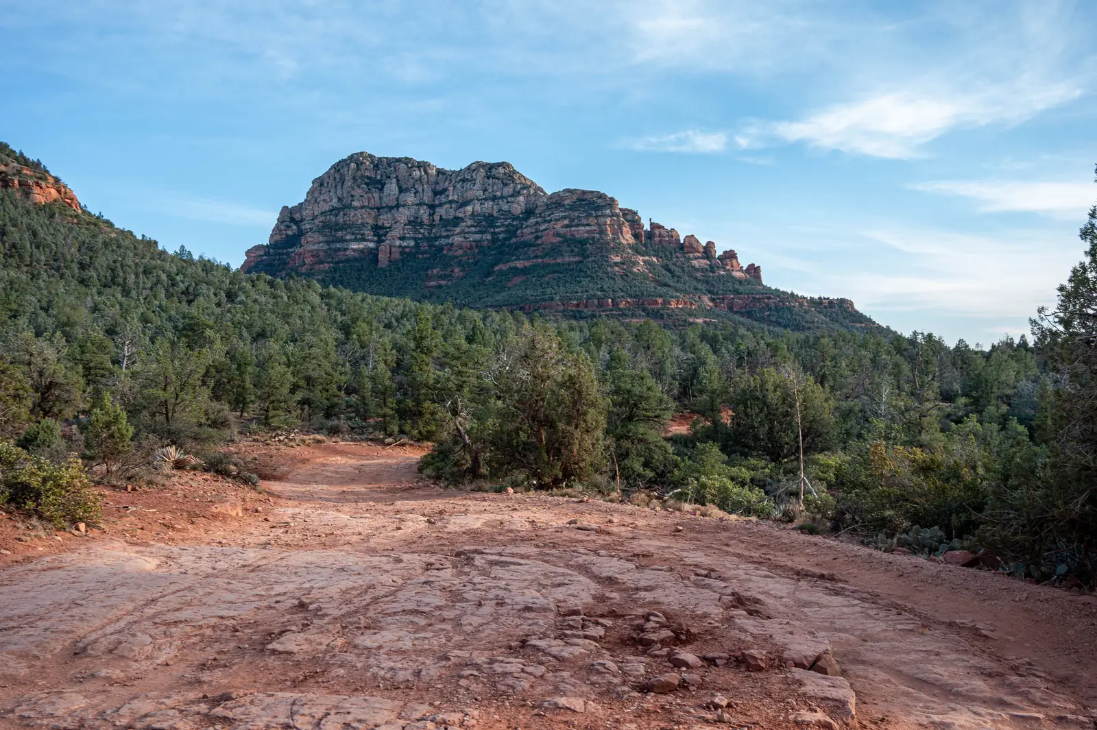 A trail leading toward the red rock formations outside Sedona, Arizona
