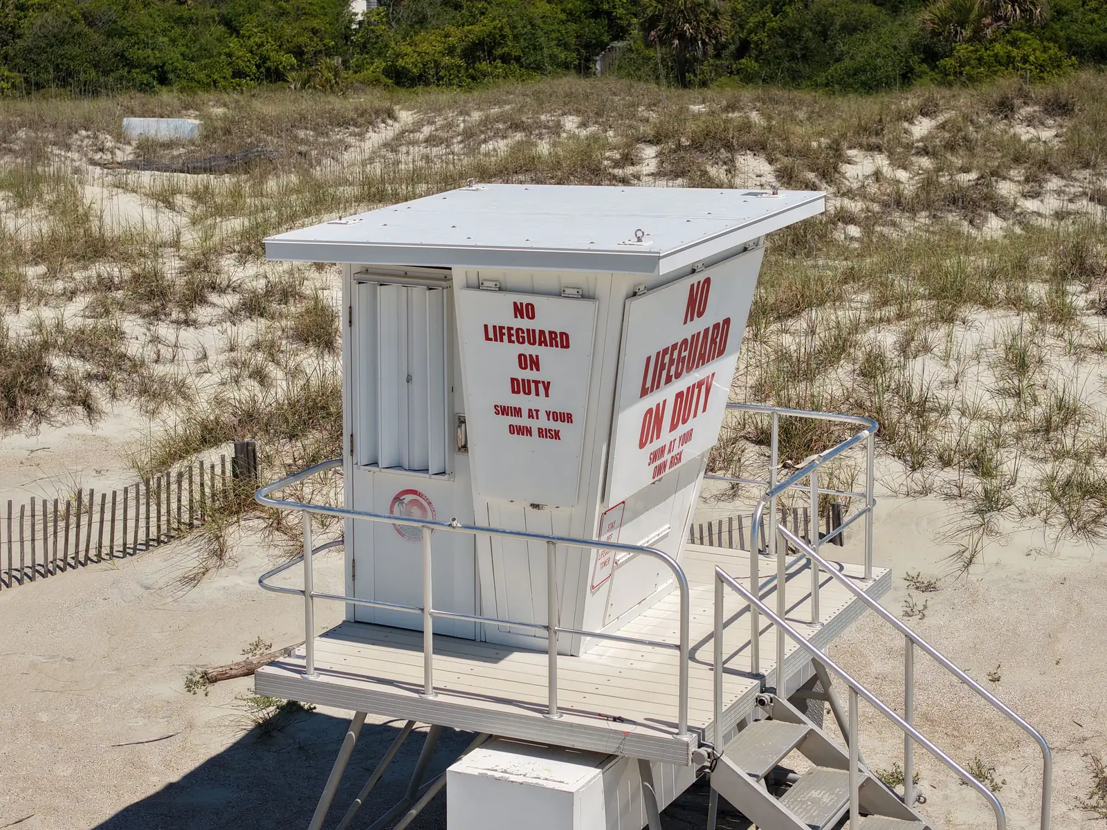 A lifeguard stand on the dunes at Tybee Island beach