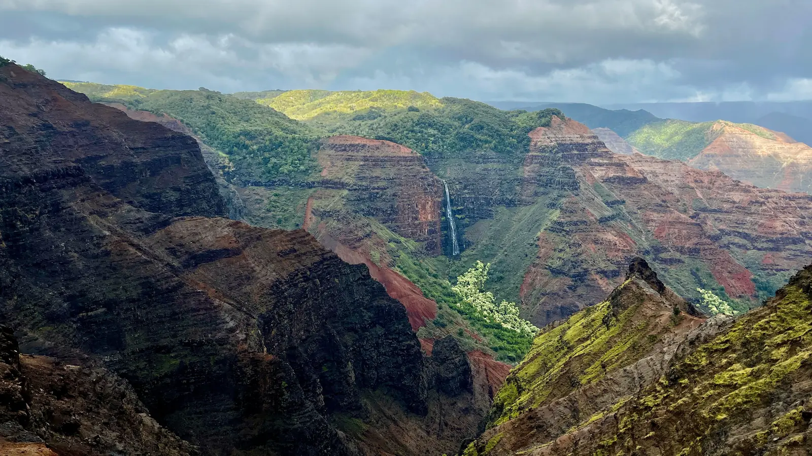 The red and green walls of Waimea Canyon on Kauai