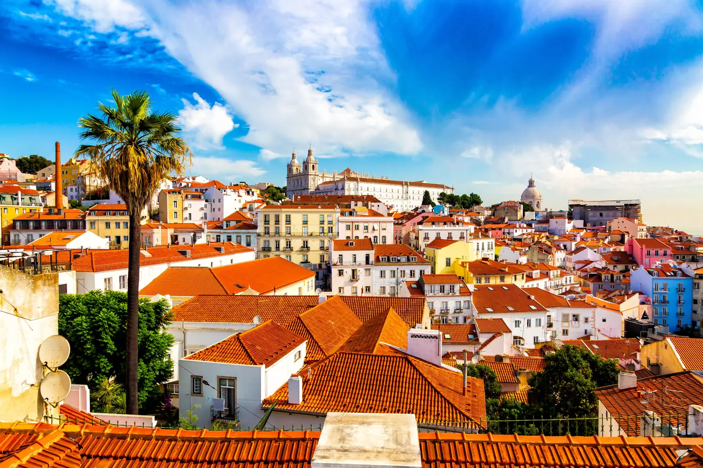 The rooftops of Alfama seen from the Miradouro das Portas do Sol in Lisbon