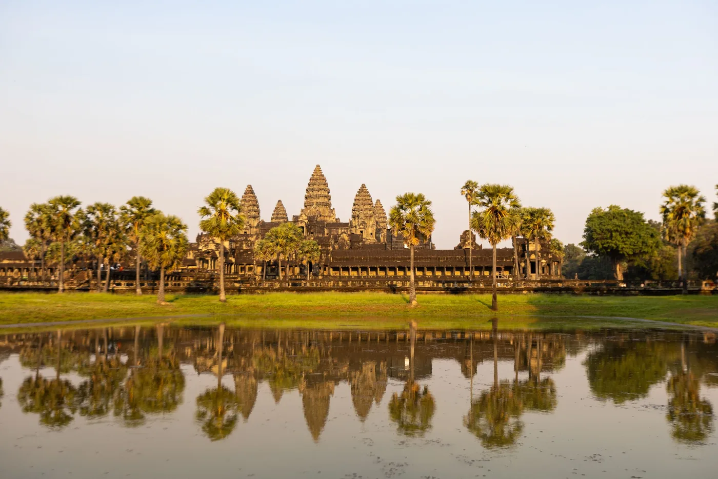 Angkor Wat reflected in the pond in front of the temple