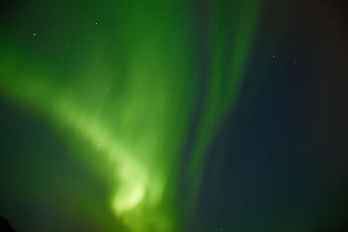 The northern lights over the night sky in Iceland