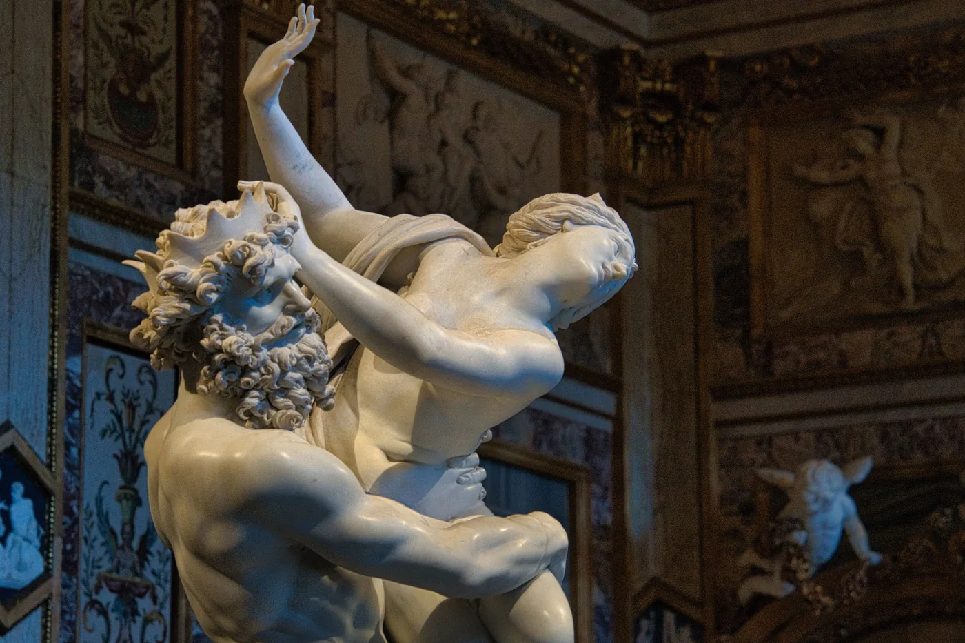 A Bernini marble sculpture in the Borghese Gallery in Rome
