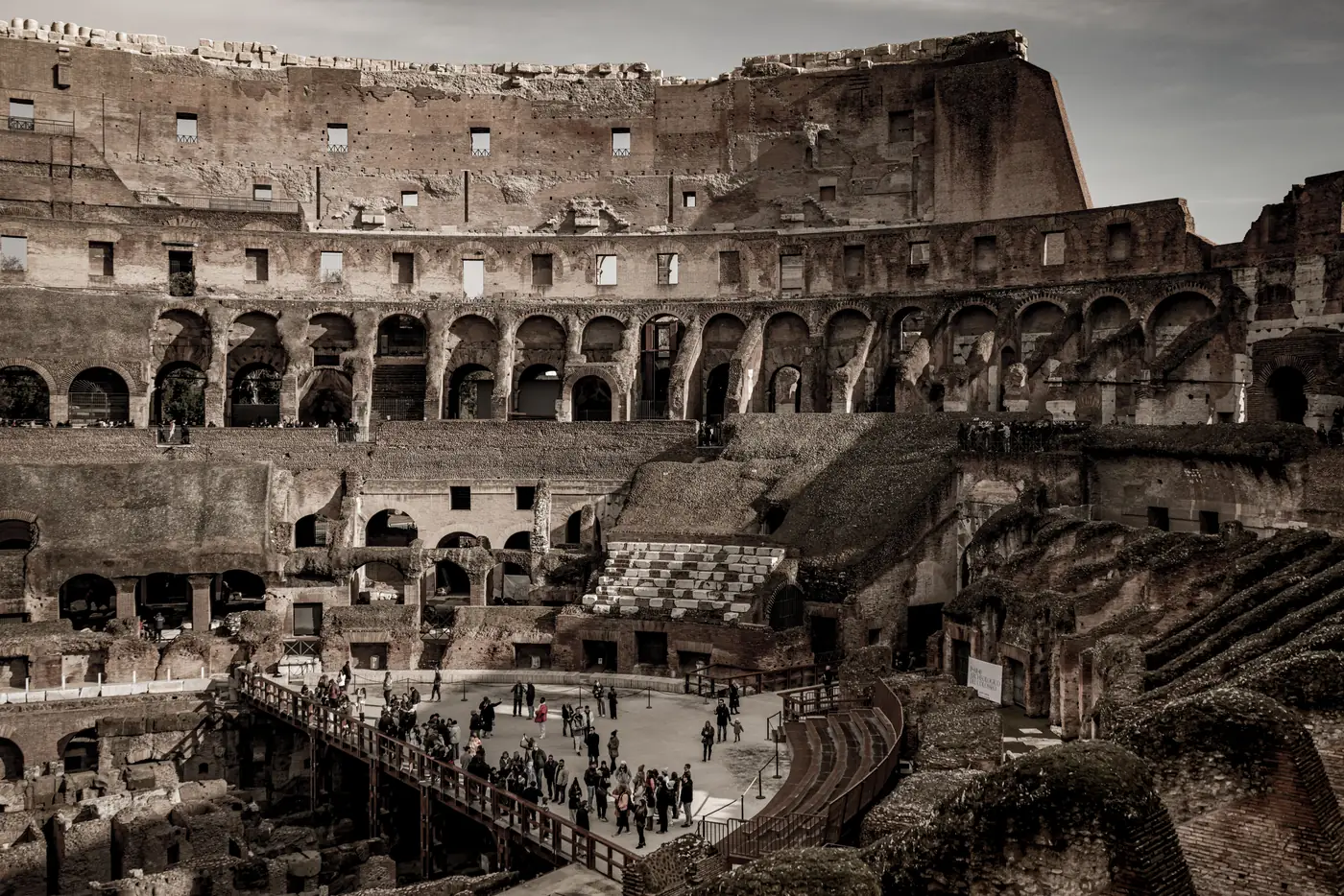 The interior of the Colosseum in Rome