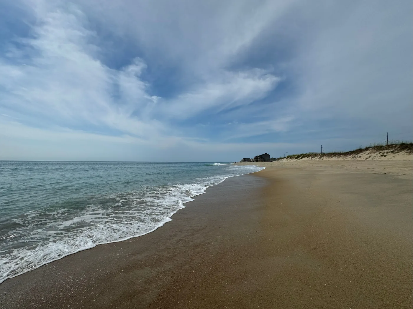 Empty sand and dunes along the shoreline at Hatteras on the Outer Banks