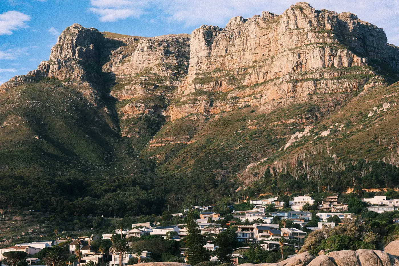 Mountain slopes rising above the suburbs of Cape Town, South Africa